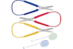 JTTXIU 3 Pezzi Forbici Colorate ad Anello, Forbici Facile Grip Passanti, Forbici ad Anello, Forbici Artigianali per Bambini, Adolescenti e Adulti, con 2 Metro a Nastro