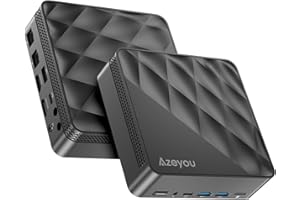 Azeyou Mini PC, 12th Gen N100 Mini Computer,16GB RAM 512GB M.2 SSD, OS 11 Pro Mini Desktop PC, Support 4K Display, 2 HDMI/WiFi 6/BT5.2/2 RJ45/USB 3.2, Micro Business PC for Study & Education - Black