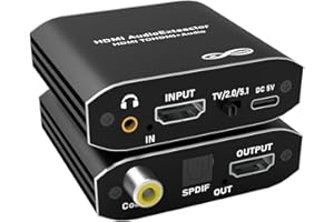 Tendak HDMI Audio Extractor, 4K HDMI Audio Splitter to Optical Spdif Toslink Coaxial 3.5mm Stereo Aux Audio Adapter Converter for HDTV PS4 PS5 Blu-ray DVD