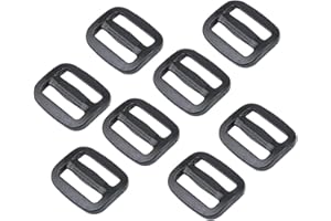 BAIWOAK Cursore a tri scorrevoli, in plastica resistente, con fibbia regolabile, per zaino, cintura, Nero