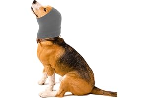 Cobee Cubreorejas para perro para cuello y orejas, orejeras para mascotas para mayor comodidad y baño antiansiedad, aseo y reducción de ruido, fundas calmantes para orejas de mascotas (tamaño S, gris)