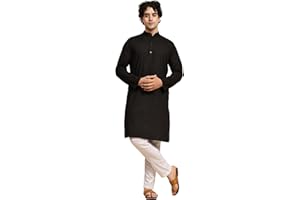 SKAVIJ Herren Tunika Baumwolle Kurta Schlafanzug indisch Yoga Zwanglos Kleid Satz