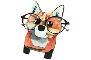 LUVDECO Wood Glasses Holder Animal Spectacle Stand 3D Eyeglasses Sunglasses Rack Fox Cat Penguin Shaped for Kids Gift Display Home Office Desk Decoration Birthday