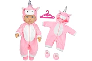 HPBAGGY Vestiti per Bambole,con 1 paio di Calzini e 1 Gruccia,Abbigliamento per bambole New Born Baby Bambole,vestiti cicciobello Unicorno,per Bambole 35-45 cm,Regali per Ragazze e Ragazzi