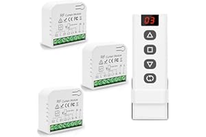 Tedeligo Interruttore Tapparelle Con Telecomando RF, Modulo Per Persiane Elettriche Senza Fili Telecomando Per Tapparelle Elettriche, Portata Controllo 100M Controllo indipendente di 3 tende wireless