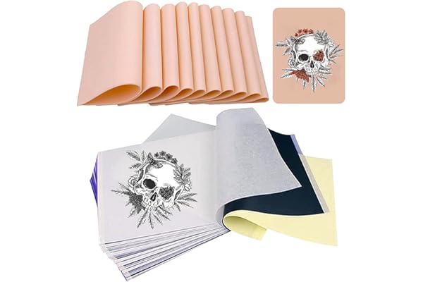 Unihuby 30pcs Peau Synthétique Tatouage Papier Kit - 10pcs Fausse Peau Tatouage 20pcs Papier de Transfert Tattoo Skin pour les débutants