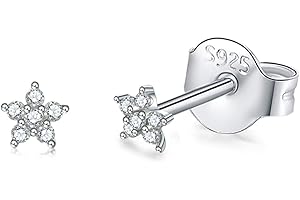 CERSLIMO Silver Stud Earrings for Women Girls, Tiny Flower Stud Earrings Small 925 Sterling Silver Hypoallergenic Cubic Zirconia Helix Cartilage Earrings Piercing Sleeper Studs, 3mm/4mm/5mm