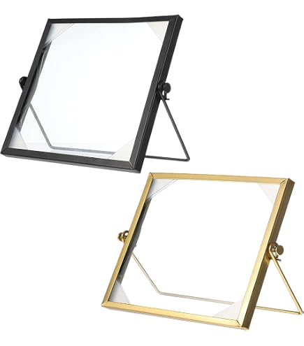 XIAOHONG Set Di 3 Cornici Vintage In Metallo Nero Con Vetro Pressato – Dimensioni Miste Per Foto E Piante, Da Tavolo