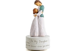 MS. WENNY Music Box Gift for Daughter, Mom and Daughter Figurine Sculpted Hand-Painted Statue Figure Musical Gifts to Daughter from Mom Birthday Play Always With Me