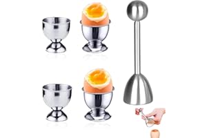 PTaizjjz Lot de 4 coquetiers en acier inoxydable et 1 ouvre-œuf français en forme de petit verre à vin