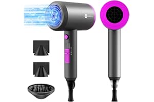 ‎SLOPEHILL Ionen Föhn AC Motor 1800W Haartrockner, slopehill Schnelltrocknen Hair Dryer, Salon Haarfön mit Heiß-/Kalttaste, 3 Fön Concentrators and Diffuser, 3 Temperatureinstellungen, 2-Gang（Violett）