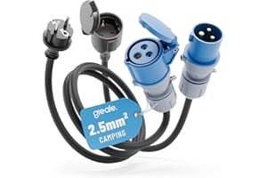 ‎GREATE greate CEE Adapter Set Schuko Stecker auf CEE Kupplung & CEE Stecker auf Schuko Kupplung - Adapter CEE Stecker Kupplung 230V & IP44 Schutz - CEE Adapter Schuko Kupplung, Strom für Camping, CE Adapter