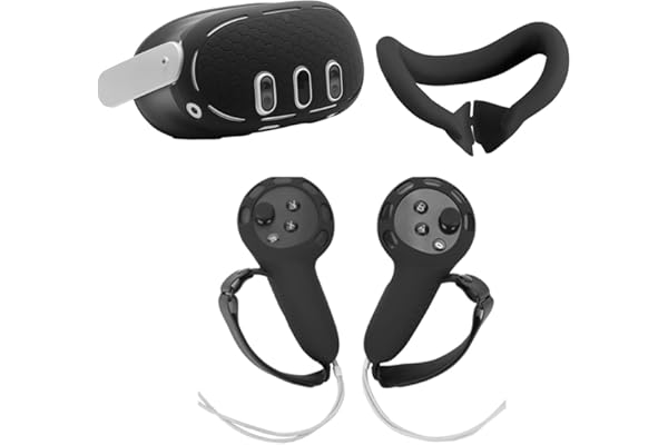 Ensemble de housses de protection en silicone compatibles avec Meta Quest 3, coque avant + masque facial de réalité virtuelle + accessoires de rechange pour manette tactile (blanc)