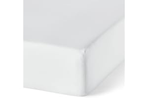 Amazon Basics Spannbettlaken aus Bio-Baumwolle, 160 x 200 cm, Weiß