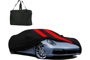 DJJUAJK Autoabdeckung Indoor Stretch für 450-500cm Sportwagen Auto Abdeckplane Winter Staubdichte Autogarage Abdeckung Atmungsaktiv Tiefgaragen- und Autoshow-Geeignet (Schwarz + Rot)