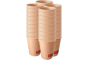 AC ALL CATERING 100 Vasos Desechables de Café Para Llevar - Vasos Cartón para Servir el Café, el Té, Bebidas Calientes y Frías (7 oz - 200 ml, Kraft)…