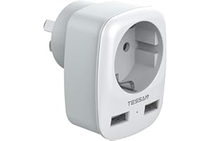 ‎TESSAN TESSAN Wtyczka Podróżna, Australia Przejściówka, Chiny Niemcy Wtyczka z 2 USB 2.4A, Przejściówka Przejściówka Przejściówka Podróżna Zasilacz do Nowej Zelandii Argentyna ładowarka ścienna