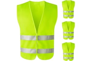 SonPen Warnwesten Auto 4 Stück EN ISO 20471:2013 - Warnweste Gelb 360° Reflektierend Sicherheitsweste - Waschbar Warnweste Auto Pannenweste - Warnschutzweste für Erwachsene und Kinder