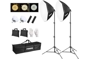 FGen Softbox oświetlenie, ośmiokątne softboxy z regulacją 120 W LED światło fotograficzne 3000-6500 K, 2 m mocniejszy statyw świetlny, nadaje się do studia fotograficznego, YouTube, nagrywania filmów
