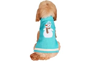 Raking Maglione natalizio in cotone lavorato a maglia per cani, maglione a collo alto (L, blu)
