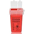 Sharp Container, ATOMUS 1L Tattoo Plastic Sharp Container Tattoo Medical Disposal Biohazard Needle Waste Box Safe Lock Container Tattoo Supplies (1pc red)