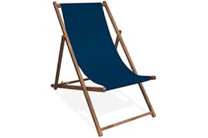 MultiBrands Liegestuhl, Holz, Dunkelblau ohne Armlehne mit dunkelbrauner Lasur, klappbar