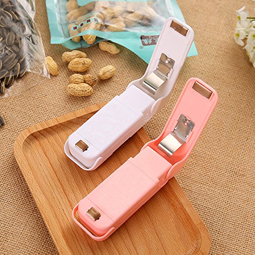 Luniquz Mini Sealer Hand Folienschweißgerät Haushalt portabel tragbar Tüten Verschweißer für Plastik Verpackung von Snack, Süßigkeiten, Lebensmittel – weiß - 6