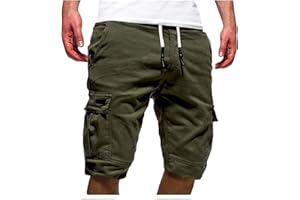 MJGkhiy Pantaloncini Uomo Cargo Estivi Pantaloncini da Lavoro con Tasche Laterali Coulisse Vita Elasticizzato Pantaloni Corti Cargo Shorts Pantaloncini Sportivi Leggero Bermuda Cargo Taglie Comode