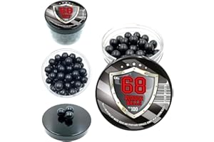 ‎RUBBER BALLS 100 x Rubber Balls Projectiles Hard Paintballs for Home and Self Defense Pistols in 68 Cal. - Harte Gummibälle Geschosse für Heim Verteidigung 68 Kaliber