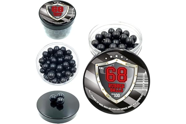Rubber Balls in 68 Caliber 100 x Premium Quality Hard Rubberballs Powerballs Paintballs for Self Home Defense Pistols balles en Caoutchouc .68 Cal.
