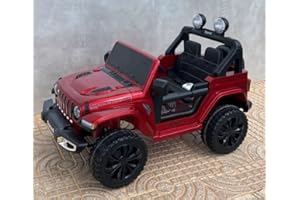 INDALCHESS Coche eléctrico para niños con batería 12V Todoterreno, Mando a Distancia, Super Car, 4x4, 4 Motores, Ruedas de Goma, Función Balancín (Rojo Pintado)