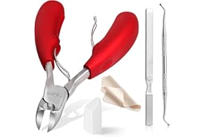 Toenail Clippers for Thick Nails, Azymi Podiatrist Toenail Clippers Scissors Set for Men Women Ingrown Thick Toenail Treatment, Sharp Curved Blades Wide Jaw Opening Non-slip Handles