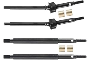 AMK Lot de 4 arbres de transmission Alxe TRX4M en acier inoxydable + 5 mm d'extension CVD avec arbre d'entraînement à filetage + 2 mm pour chenille RC 1/18 (noir)