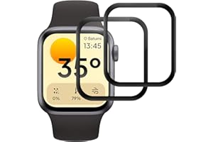 BEUKEI Verre Trempé pour Apple Watch Series 7/8/9 45mm, 2 Pièces Vitre Protection [10D Incurvé Couverture Complète][Haute Sensibilité][Sans Bulless] Film protection