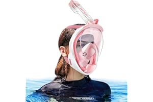 HINATAA Full Face Snorkel Mask, 180°Panoramic View Double Floating Ball Snorkeling Mask, Anti-Fog Full Face Diving Mask, with Detachable Camera Mount, for Adults Youth