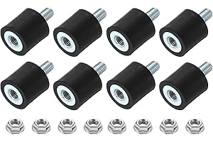 sourcing map M5 Rubber Mounts, 8Pcs 15x15mm(DxH) Rubber Cylindrical Anti Vibration Isolator Shock Absorber with Lock Nut for Car Bobbin Generator Air Compressors