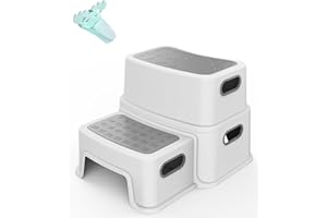 Xespis Taburete Niños 2 Peldaños, Escalon Infantil, Taburete Baño Niños, Antideslizante y Robusto, Taburete Infantil, para Entrenamiento del Inodoro, Baño, Cocina, Extensor Grifo Bebe