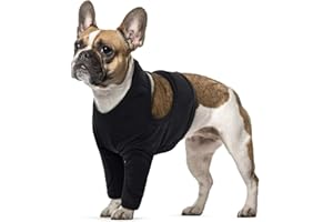 PUMYPOREITY Recovery Sleeve, Rodillera y Codera Elástica para Perro - Patas Delanteras Derecha e Izquierda - Vendajes para Heridas (Negro, S)