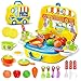 Produktbild JEJA Rollenspiel Küche Spielset Spielzeug Vorgeben Kochset Essen Set 26ST Ideales Geschenk für Kinder Kinder Jungen, Gelb