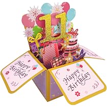 Geburtstagskarte Für Mädchen Zum 11. Geburtstag Mit Trampolin Motiv - 15,5x15,5 Cm Mit Umschlag, Aus Großbritannien