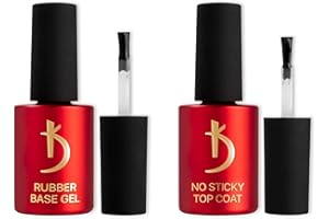 Kodi Professional Rubber Base et Top Coat Semi Permanent - 2 * 15ml - Rubber Base Coat et No Wipe Top Coat Vernis à ongles Gel Semi-Permanent Manucure Kit