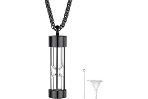 FindChic Personalisierter Memorial Urnen Anhänger Halskette Edelstahl Lebensbaum/Quader/Herz/Sanduhr/Katze Anhänger mit Trichter für Asche/Haare/Öl Charms Anhänger Gedenken für damen Herren