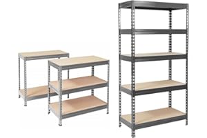 KARAT Rayonnages Charges Lourdes en métal pour Magasin & Garage - Étagères modulable à Grande Tenue - Rangement métallique pneus Charge Max. 1250 kg-Grizzly-Anthracite-Gris, 220 x 90 x 45 cm