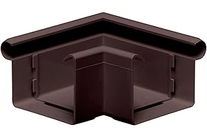 INEFA Ángulo para canalón 90 grados en forma de caja ángulo exterior, PVC 68mm rebordemarrón oscuro exterior, pieza de unión accesorios para canalón,made in Germany