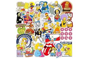 BRIC DODO Lot de 100 autocollants The Simpsons pour ordinateur portable, voiture, scrapbooking, téléphone, skateboard, dessin animé, famille Simpson, autocollants en vinyle imperméables, esthétiques,