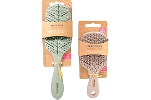 Beter - Pack Cepillos de Pelo Natural Fiber - Cepillo Antitirones + Mini Cepillo, ideal para viaje - Sostenibles y recicables, 2 items