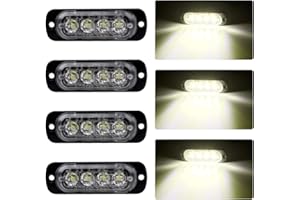 KAIDENGZHE 4pz Ultra Thin 4LED Luci di Emergenza Bianco Hazard Lampeggiante Luce Stroboscopica Luce Universale per 12-24V Car Truck Trailer Camper Moto Furgone