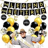 Son buenos regalos para ti, tus padres, amigos, compañeros de trabajo. Banner de "The Legend Has Retired": perfecto resumió el tema de la fiesta de jubilación, la combinación de oro y negro es solemne y excelente.