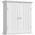 ChooChoo Bathroom Medicine Cabinet 2-Door Wall Cabinet Wood Hanging Cabinet with Adjustable Shelves White