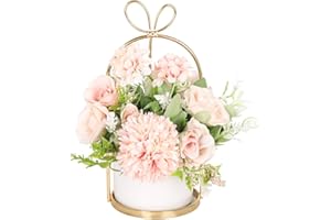 Hobyhoon Künstliche Blumen im Topf, Unechte Deko kunstblumen wie echt Gefälschte Hortensien seidenblumen für Hochzeitsdeko, Tischdeko, Wohnzimmer, Schlafzimmer, Zimmer Deko